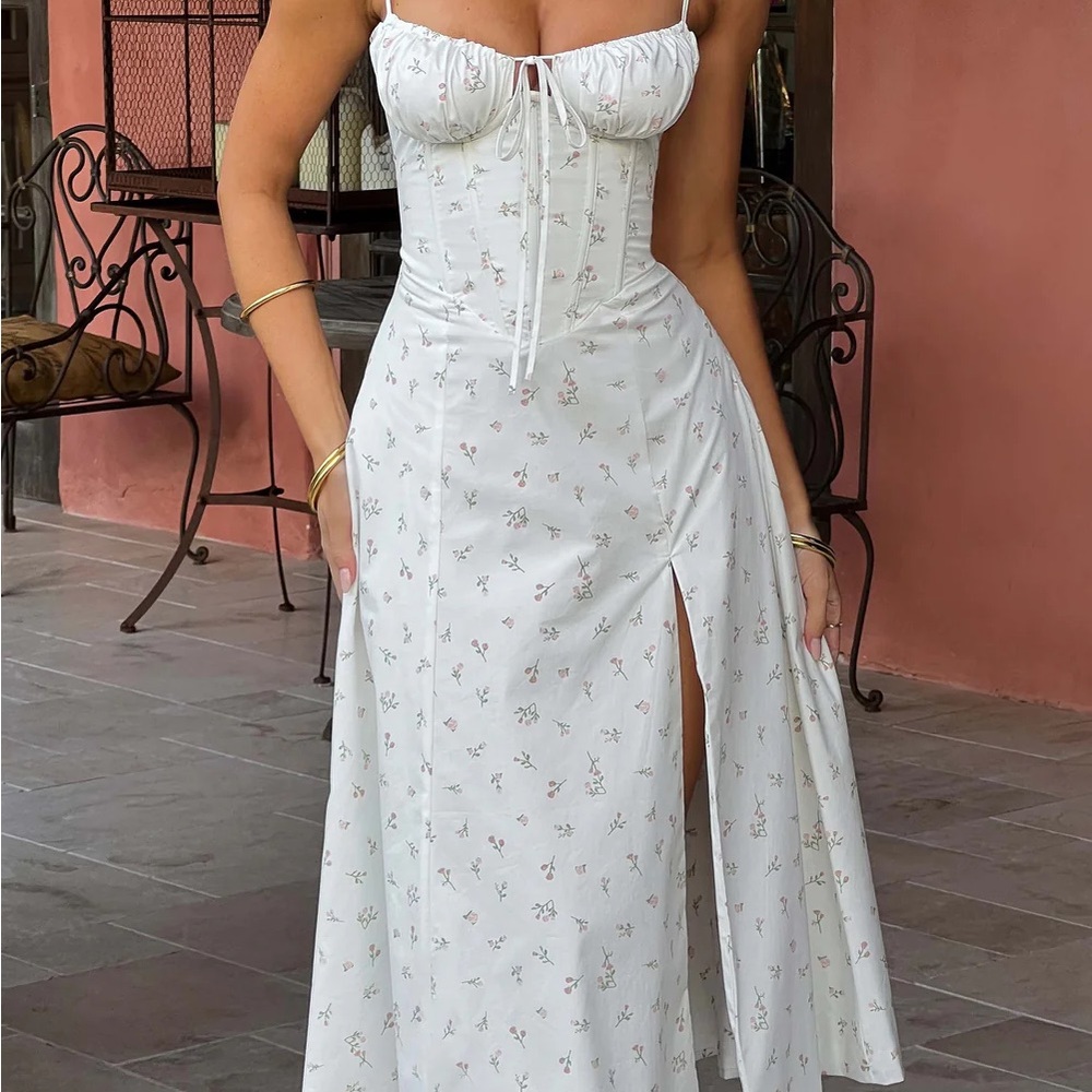 BABYBOO DEANNA MIDI DRESS - BLUSH FLORAL PRINT NWT